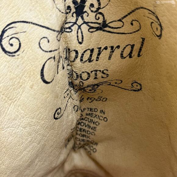 Chaparral Embroidered Womens Western Cowgirl Boots Floral Brown Square Toe sz 10 - Picture 15 of 16